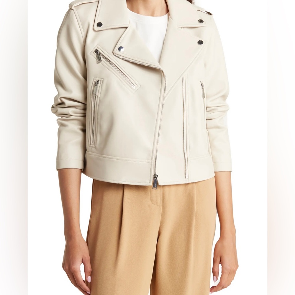 BCBGeneration Faux Leather Crop Biker Jacket